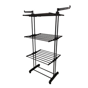 Factory Direct Sales Iron Spray <strong>4</strong> Tier Clothes Drying <strong>Rack</strong> with Wheels, Quality Foldable Cloth Drying <strong>Rack</strong> &amp; Towel <strong>Rack</strong> IS-M6031 - Product Image 3