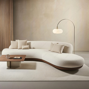 Modern Wabi-Sabi Fabric <strong>Sofa</strong> Set Walnut Solid <strong>Wood</strong> <strong>Frame</strong> Minimalist Japanese Style Sectional <strong>Sofa</strong> for Luxury Living Room Villa - Product Image 4