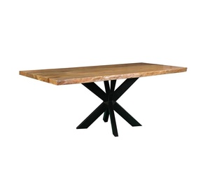 Table à manger carrée en bois de manguier massif fini mat Table à manger en bois de manguier 2025 de style industriel vintage pour 6 personnes - Product Image 2