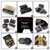 Boîtes cadeaux en papier pour chocolats à la truffe avec logo personnalisé de qualité alimentaire, avec séparateurs, boîte à bonbons noire de luxe