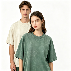 เสื้อยืดคอกลมทรงโอเวอร์ไซส์ผ้าฝ้าย 100% ล้างสีแบบแอซิดวอชสำหรับผู้ชาย ออกแบบเองได้ เนื้อผ้าหนา ทรงไหล่ตก สไตล์วินเทจ - Product Image 2