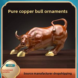 Adorno de <span class=keywords><strong>Toro</strong></span> de Cobre, <span class=keywords><strong>Toro</strong></span> del Mercado Prospero, Adorno de Latón, <span class=keywords><strong>Toro</strong></span> de Wall Street, Decoración para Sala de Estar y Hogar - Product Image 2