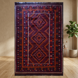 Exclusive Premium Afghani Kilim Artisan Crafted Red <b>Black</b> Abstract <b>rugs</b> Vintage Style for Home office Floor Decor Kilim - Product Image 2