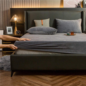 Sábana inferior ajustada, suave, con bolsillo profundo, forro polar de terciopelo, funda <span class=keywords><strong>protectora</strong></span> de colchón - Product Image 2