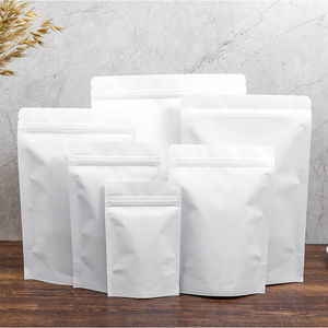 Bolsas de bolsillo para alimentos de fondo redondo Kraft de tamaño personalizado, paquete de almacenamiento marrón de plástico transparente con válvula de desgasificación, impresión en huecograbado de café - Product Image 2