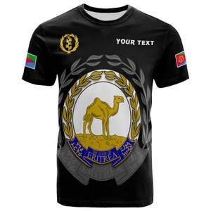 T-shirt di alta qualità in poliestere Eritrean per gli uomini su misura all'ingrosso Slim Fit stemma e mappa con croce Eritrea t-shirt - Product Image 4