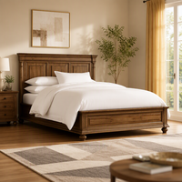 Meistverkauftes Rustikales Holzplattenbett Holz-Kopfteil Queensize Gedrechselte Beine Antiker Stil Inneneinrichtung für Zuhause Schlafzimmer