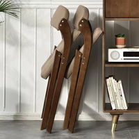 Chaise de salle à manger pliante en bois massif moderne, revêtement en cuir de qualité supérieure, cadre robuste, ergonomique, écologique, gain de place pour la chambre à coucher