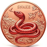 Pièce de monnaie en cuivre pur 999 de 5 oz, couleur haute définition, série serpent coloré, édition collector UV 3D