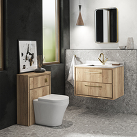 Ensemble de meubles de salle de bain sur mesure pour hôtel 5 étoiles, design flottant, panneau de porte laqué, lavabo en céramique, évier de salle de bain à LED