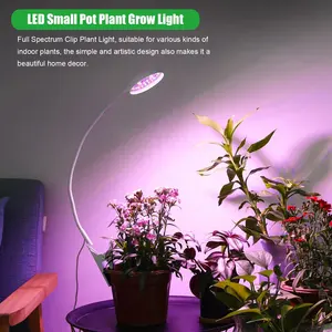 Venda quente Clipe de vaso LED Luz vermelha/amarela/azul para plantas de interior, temporizador de 3/9/12H, lâmpada de cultivo de plantas com dimerização de 4 níveis