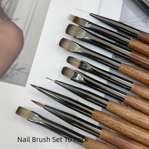 Lot de 10 pinceaux à ongles à manche en bois, stylo de photothérapie, pinceau à poils en nylon pour peinture et dessin, pour salon de manucure et nail art - Product Image 2