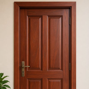 Puerta Moderna de Madera de Caoba Sólida, Puerta Interior y Exterior Elegante y Duradera, Acabado Liso, Tamaño Personalizado, Marco Resistente, Calidad Premium para Hoteles - Product Image 1