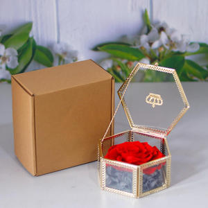 Eternal Flower Rose Hexagonal Crown Metal Edge Glass <b>Gift</b> <b>Box</b> Valentine's Day Mother's Day Hand <b>Gift</b> - Product Image 4