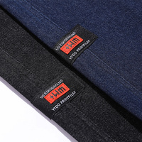Jean pour homme taille élastique mi-haute avec cordon de serrage, coupe droite, en denim mélangé de coton, style jogger, décontracté printemps, avec patchs, en tissu peigné