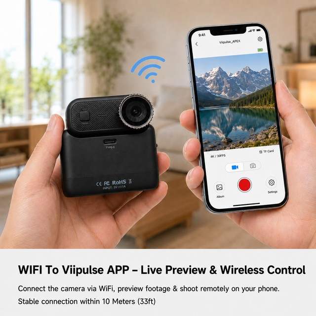 2026 APEX Creative Magnetic Mini Thumb Camera IP68 Waterproof WIFI 4K Sports Action Camera for Outdoor Cycling Recording