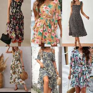 Vestido <span class=keywords><strong>de</strong></span> Verano Elegante para Mujer, Estilo Vintage, Casual, Largo, con Cuello Halter, Transpirable, Estampado, Talla Única, Corte Natural - Product Image 6