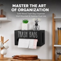 Boîte de rangement en bois pour sacs poubelles avec couvercle, organisateur de sacs en plastique pour cuisine domestique, porte-mouchoirs extractible