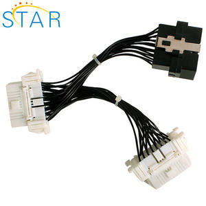 OBDII OBD 2 OBD2 16-poliges ELM327-Stecker-Doppel-Y-Splitter-Winkel-Verlängerungskabel - Product Image 1