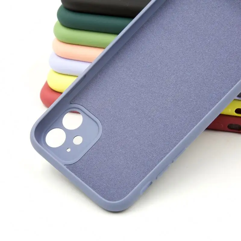 Colore della caramella logo originale custodia in gomma di silicone liquido per iPhone, confezione personalizzata in microfibra anti-graffio per cover Huawei