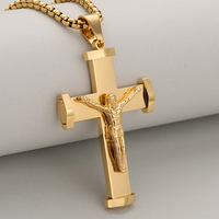 Collier religieux MECYLIFE avec croix, pendentif croix de Jésus, bijoux chrétiens en acier inoxydable, pendentif crucifix