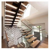 Usine Foshan Escalier d'intérieur flottant Design moderne Bois Mono Stringer pour grenier commercial Villa industrielle pour appartements