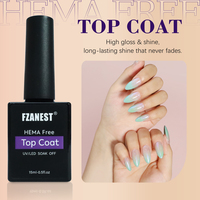FZANEST HEMA TPO Free High Durability Strong Top and Base Coat Shiny Crystal NO Wipe High Shine Power Chrome Top Gel Finish