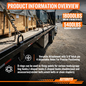 AUTOBOTS 8T Anneaux en D robustes amovibles en acier 5/8 pour remorques avec goupille anti-chute pour camions à plateau et remorques, lot de 4 - Product Image 4