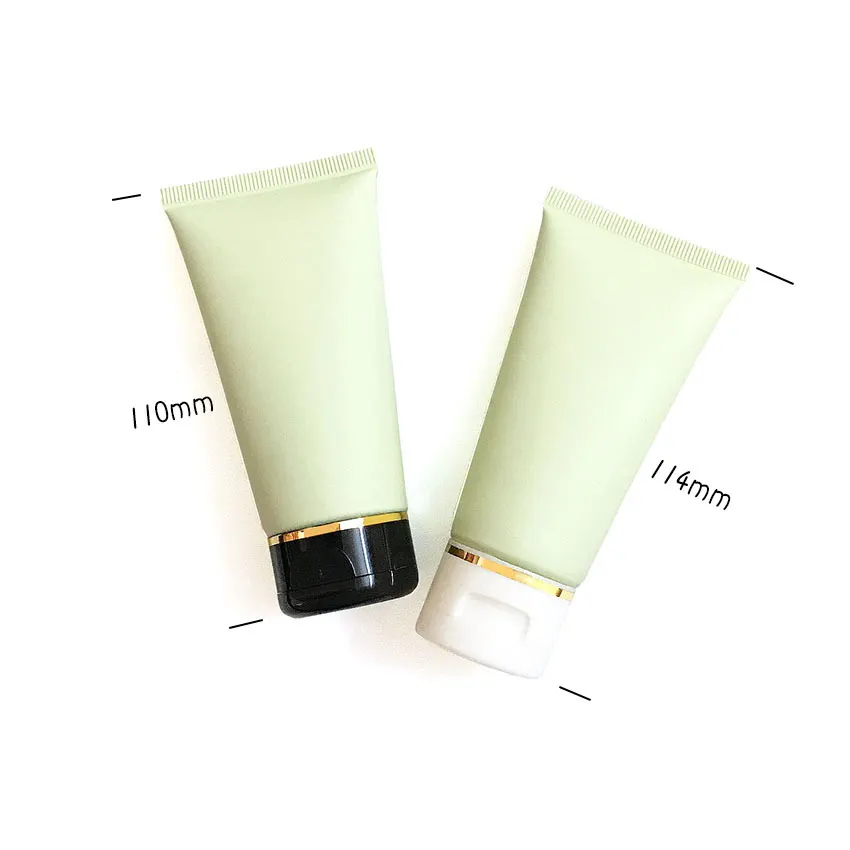 Tubo de embalaje de cosméticos verde claro, 50g, 100ml, tubo de crema de mano, limpiador Facial de plástico mate con tapa superior abatible