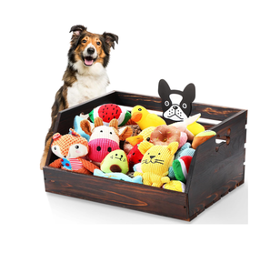 Caja de Madera Resistente para Juguetes de Mascotas, Organizador de Artículos para Cachorros, Contenedor de Juguetes para Perros, Cesta de Almacenamiento de Juguetes de Madera para Correas, Comida y Accesorios - Product Image 1