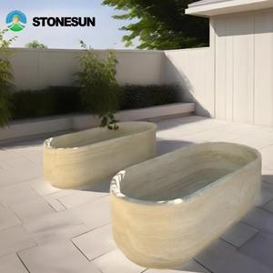 Vasche da Bagno Autoportanti in Travertino Naturale su Misura StoneSun, Vasche e Lavabi in Marmo e Travertino Prodotti in Turchia - Product Image 6