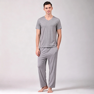 Hot Sale Organic Bamboo Fiber Men's Home <b>Suit</b> Bamboo Sleepwear Soft Bamboo Loungewear Plus Size Homewear <b>Pajama</b> <b>Suit</b> Manufacture - Product Image 5