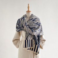 Nouvelle Écharpe d'Hiver 2027 au Design Vintage, Motif Paisley, Chaude et Respirante, Longue Écharpe Double Face Effet Cachemire pour Femme