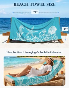 Lot de 6 serviettes de plage, serviettes de piscine élégantes et surdimensionnées pour adultes, <span class=keywords><strong>serviette</strong></span> de voyage légère à séchage rapide, 39"x71" - Coral Beach - Product Image 3
