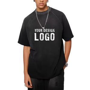 T-shirt pour homme en coton vintage décontracté de style streetwear, taille plus, mode américaine, dégradé de couleurs, lavé, surdimensionné - Product Image 3