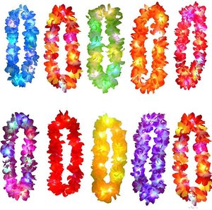 Light Up Leis Collier Hawaii Noël Led Lumière Collier Hawaïen Lei Collier <span class=keywords><strong>Fleur</strong></span> Pour Décorations De Fête - Product Image 1