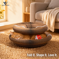 Griffoir pour chat en forme d'accordéon, magnétique, changeant de forme, en carton ondulé, avec balle de jeu pour chats d'intérieur