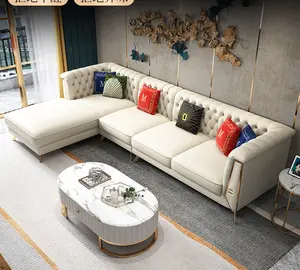 أرائك فيلا إيطالية حديثة على شكل حرف l تصميم بسيط من نسيج المايكروفايبر أريكة بيضاء على شكل حرف l أريكة غرفة معيشة صغيرة موردن