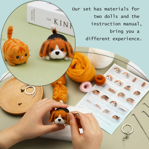 Due gatti lana feltro poke artigianali simpatici animali artigianali ago da te ornamenti in feltro di lana - Product Image 2