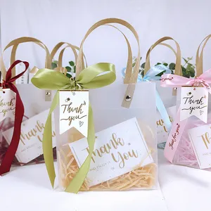 Bolsas de regalo de boda para invitados, paquete de polipropileno con logotipo personalizado, transparente, impermeable, regalo de Festival