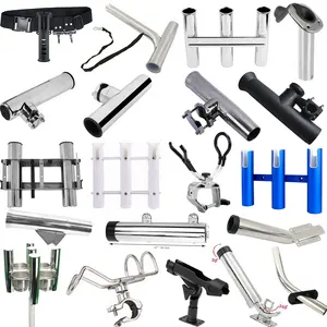 5 Rod Holders,Adjustable Stainless Steel Fishing Rod Holder 2 Clamp on  1''-1-1/4'' Rail Mount Fishing Console Boat T Top Rod Holder for Boat Rail  Rod