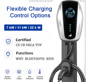 Station de recharge murale pour véhicules électriques 7 kW 32A type 2 UE pour usage domestique, écran 4,2 pouces, monophasé, avec protection de sécurité complète - Product Image 1