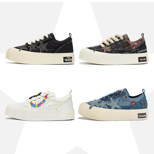 Thick <b>Platform</b> Canvas Sneakers Multi Color Star Patch Fringe Edge Chunky Rope Lace Casual Board <b>Shoes</b> Spring Autumn Summer - Product Image 3