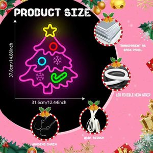 Christmas tree LED neon indoor hanging wall decoration party shop <b>window</b> sign indicator <b>light</b> luminous sign Christmas <b>light</b> - Product Image 2