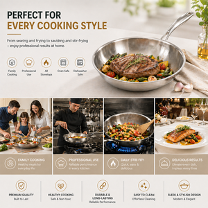 YITIAN - Juego <span class=keywords><strong>de</strong></span> Utensilios <span class=keywords><strong>de</strong></span> Cocina <span class=keywords><strong>de</strong></span> Alta Calidad para el Hogar, Sartén Antiadherente Duradera con Revestimiento <span class=keywords><strong>de</strong></span> Acero Inoxidable 304, con Tapa - Product Image 6