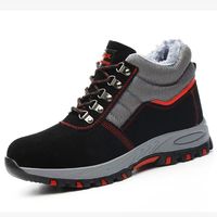 Bottes de sécurité en cuir à embout d'acier, chaussures de travail à lacets, anti-perforation et anti-écrasement, vente en gros d'usine