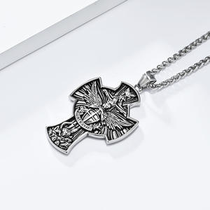 Collar Tempusort de Moda, Chapado en Oro, Estilo Vintage, con Espada del Arcángel San Miguel, Colgante de Acero Inoxidable, Collar Exorcista para Hombre - Product Image 4