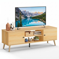 Console multimédia nordique en gros avec double porte de rangement et étagère centrale pour projets hôteliers et d'appartements, usine OEM ODM