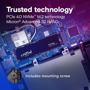 Crucial P3 Plus 2TB Interne Nouveau Interface CF SATA 3.0 3D NAND NVMe M.2 SSD 5000MB/s 5400-7200RPM Sans Fil Bureau CT2000P3PSSD8 - Product Image 4
