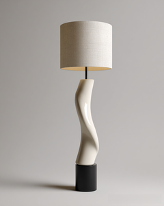 Minimalist Geometric Floor Lamp Cream Shade <b>Iron</b> Base Changeable Light Large Size for Bedroom LED Lighting 4100K Neutral White - Product Image 2